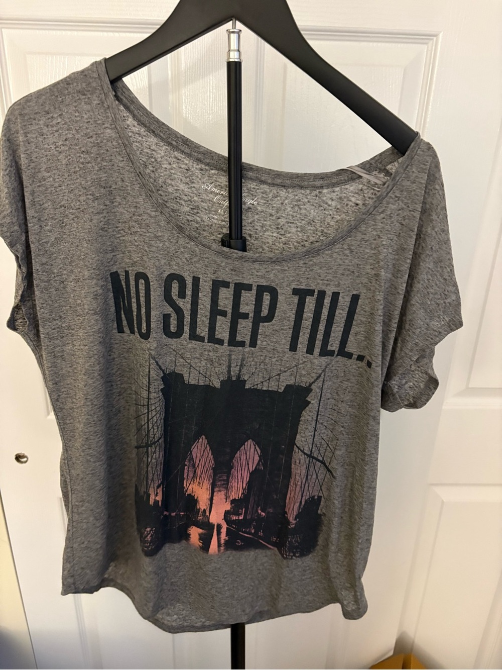 American Eagle Outfitters Gray Graphic Tee with Sunset Accent